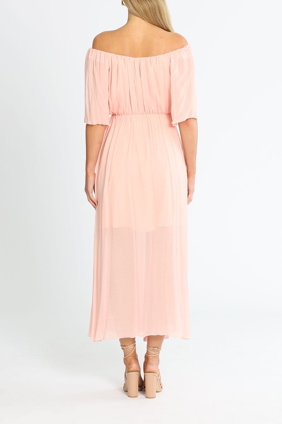 Belle and Bloom Amour Amour Ruffled Maxi Dress Blush Off Shoulder