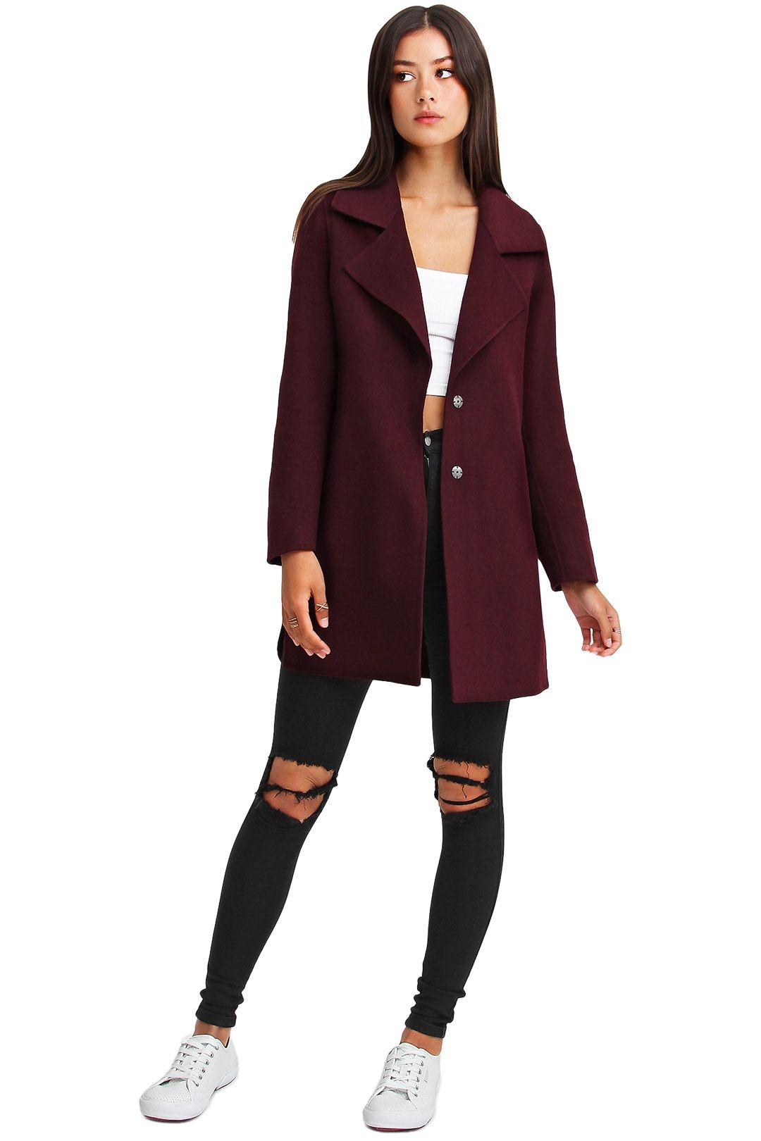 Belle and Bloom Ex-Boyfriend Coat Aubergine