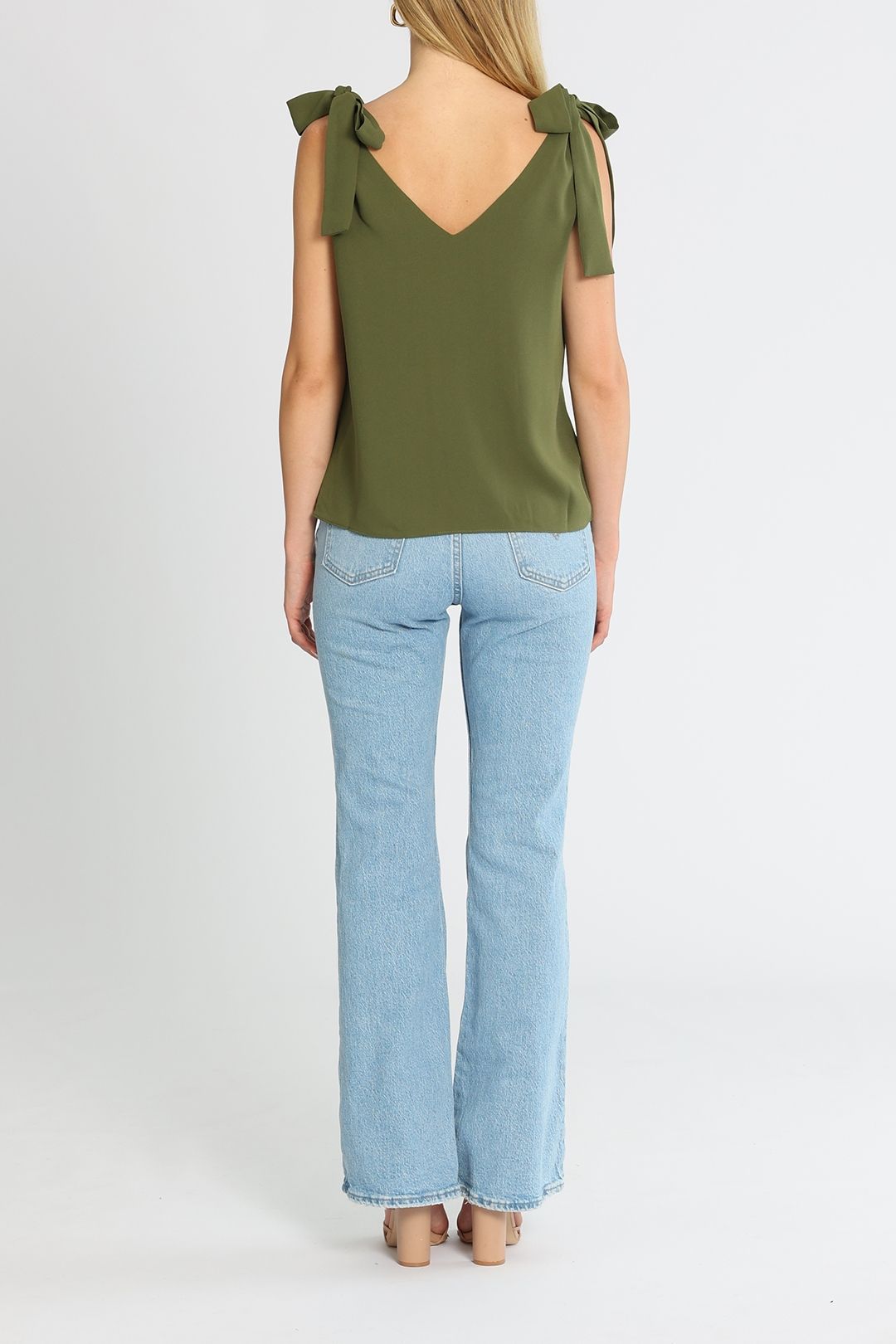 Belle and Bloom Feel For You V Neck Top Military Relaxed Fit