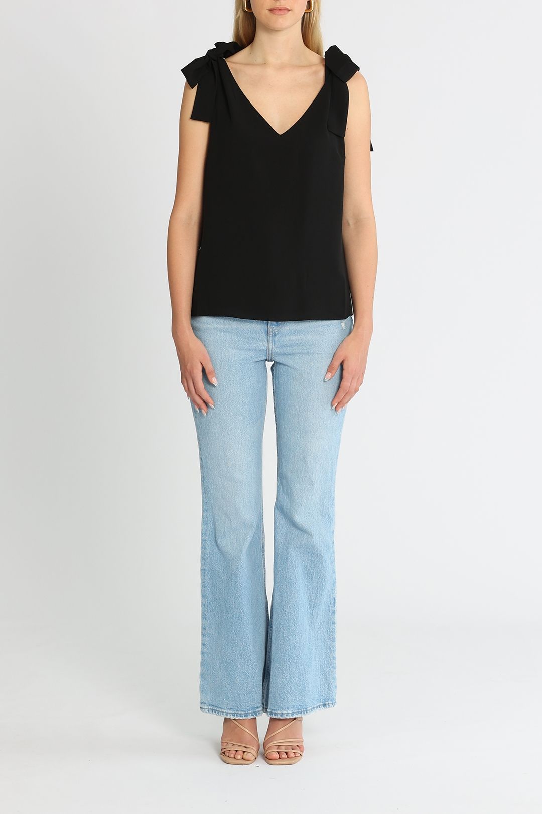 Belle and Bloom Feel For You V Neck Top Black