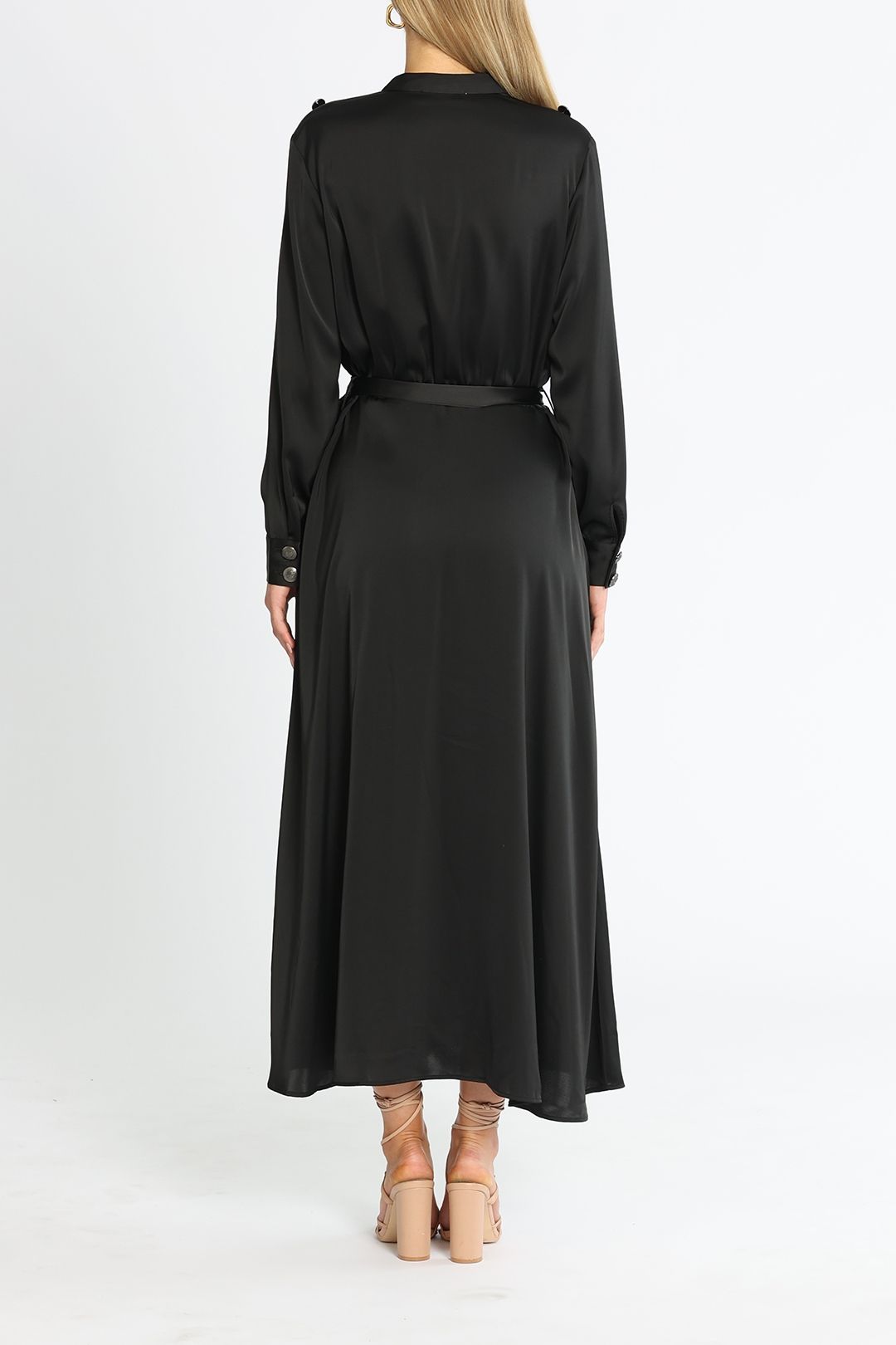 Belle and Bloom Lover To Lover Maxi Shirt Dress Black Long Sleeves