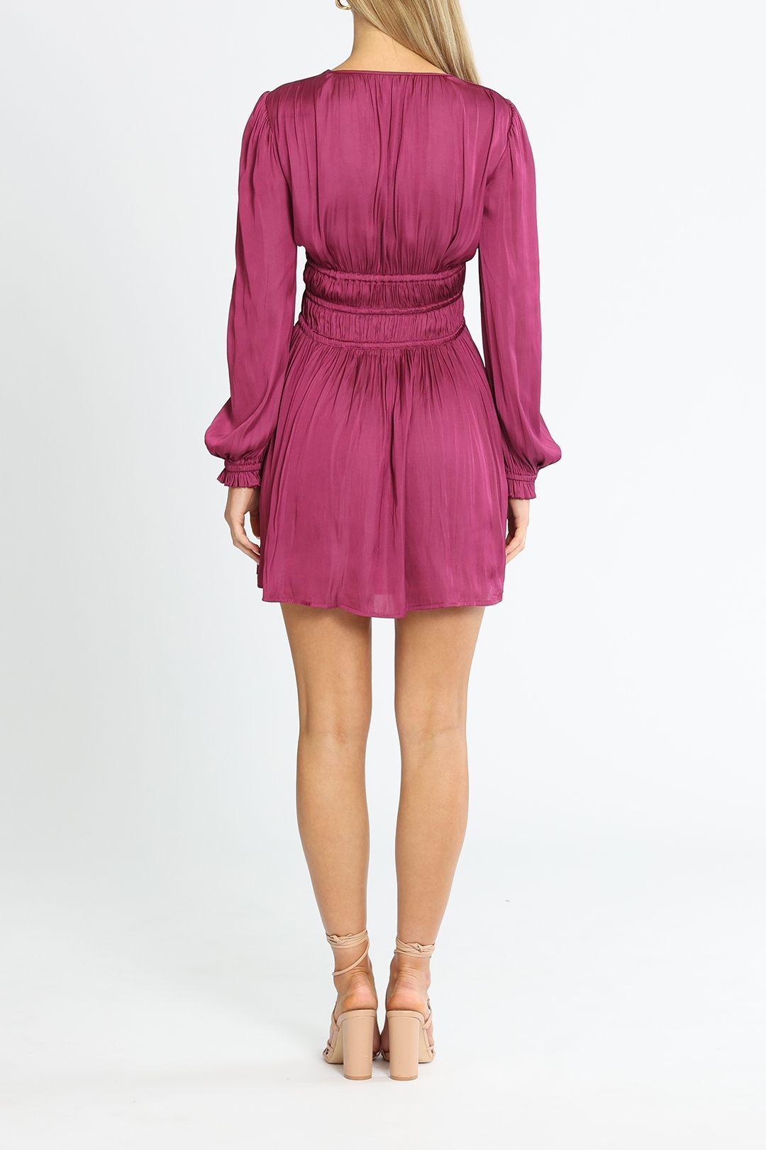Belle and Bloom Shine Bright Ruched Dress Burgundy Mini