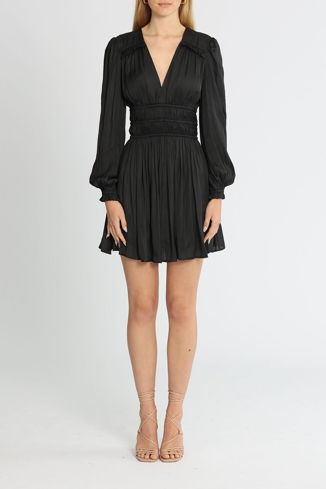 Belle and Bloom Shine Bright Ruched Mini Dress Black