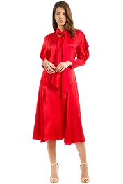 Bianca Spender - Crimson Silk Satin Liberation Dress - Red - Front