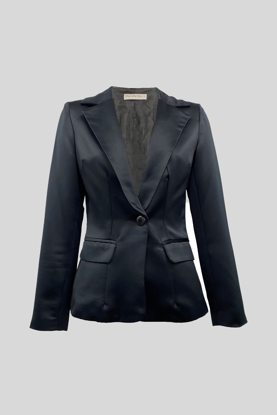 Satin black blazer discount
