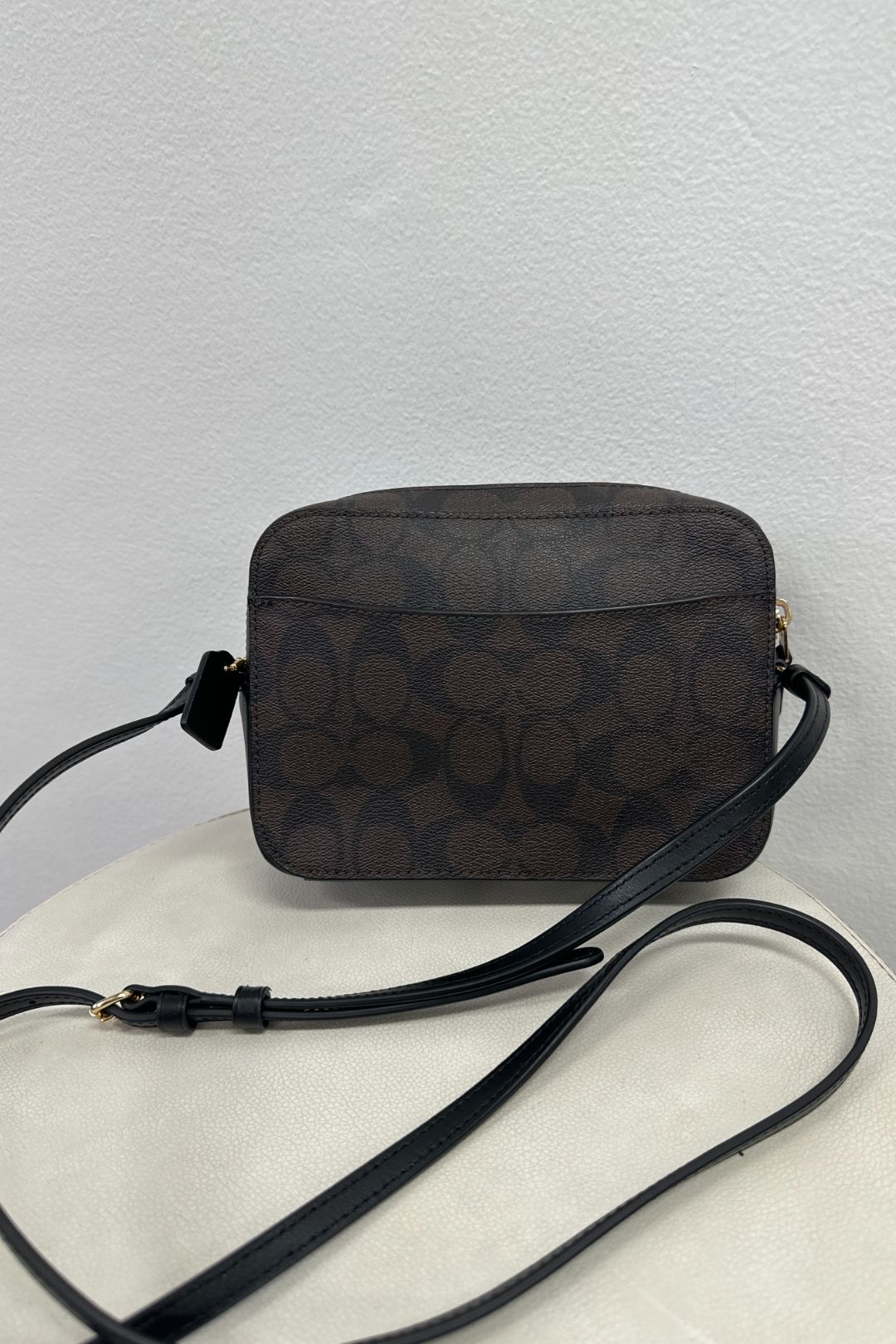 Buy Black and Brown Mini Camera Bag in Signature Canvas Coach GlamCorner