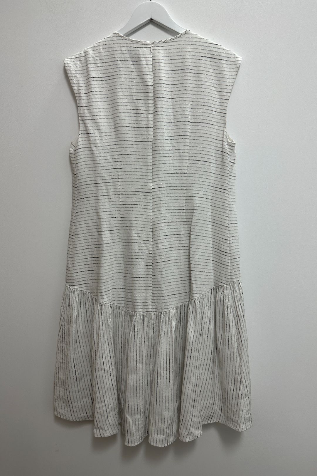 Veronika Maine - Black and White Dropped Waist Striped Dress