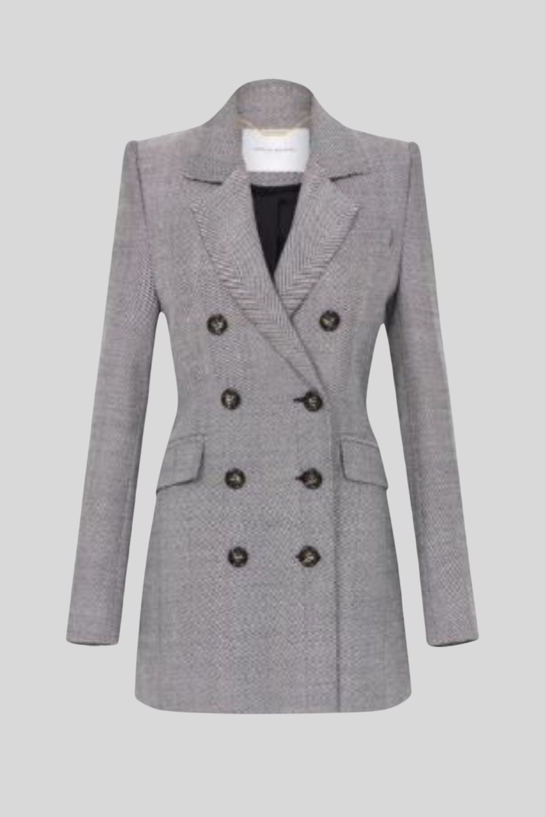 Buy Black and White Hayworth Jacket in Steel Herringbone Camilla and Marc GlamCorner