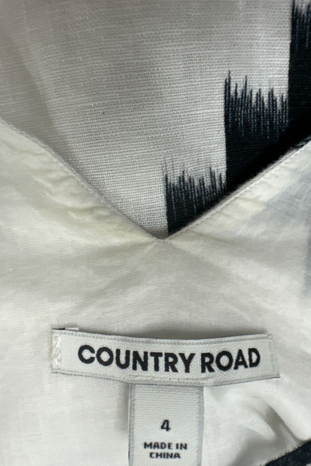 Country Road Black and White Ikat Longline Linen Dress