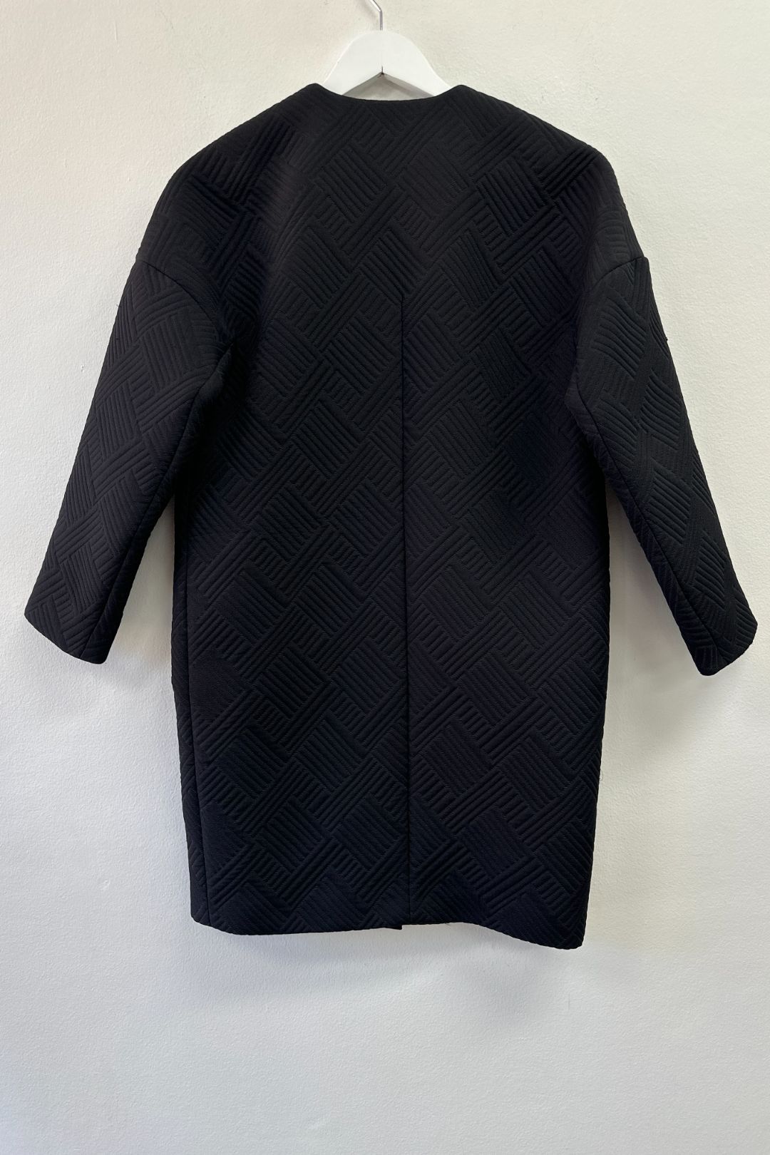 Saba Black Collarless Long Sleeve Coat