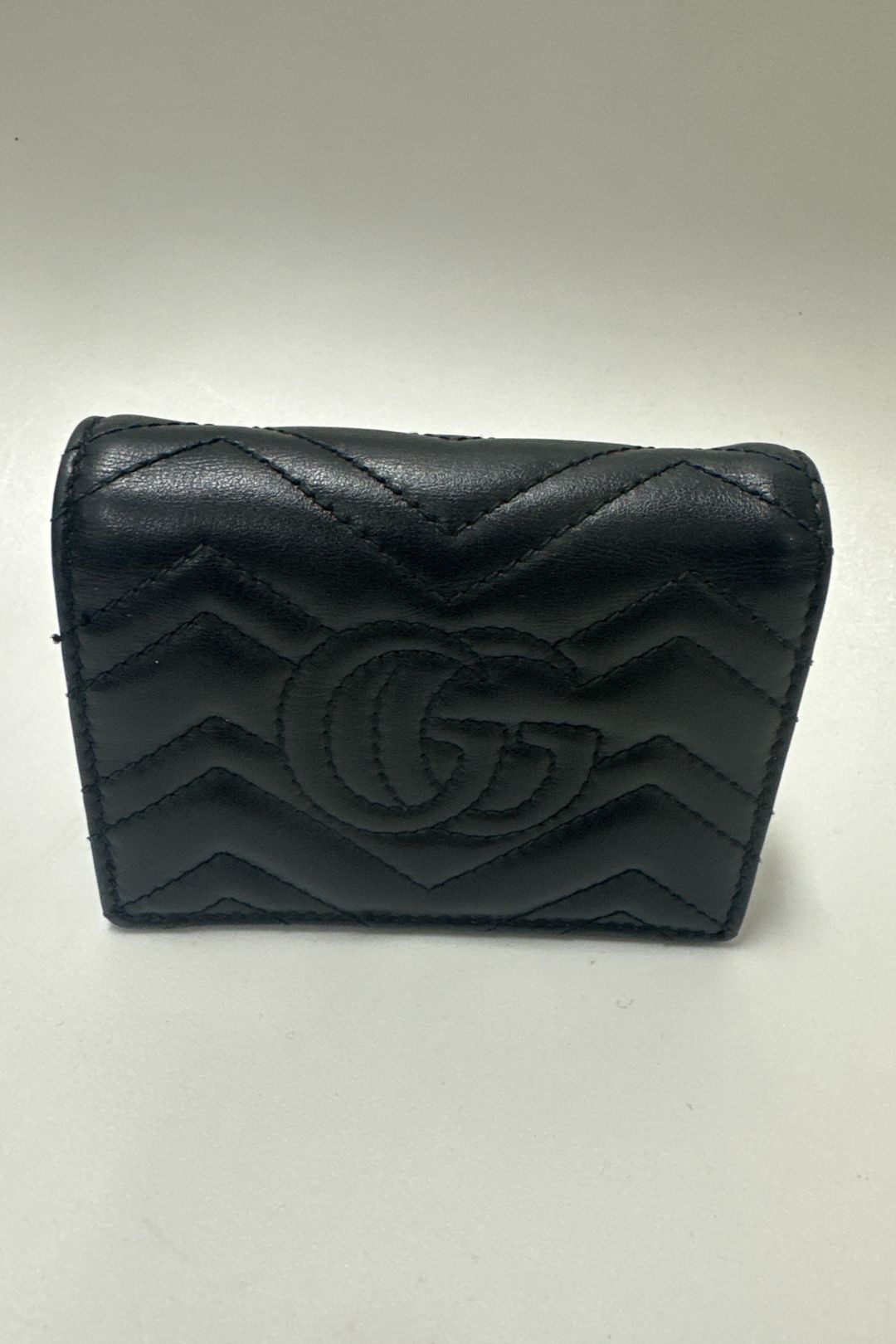 Gucci Black Leather Marmont Card Case Wallet