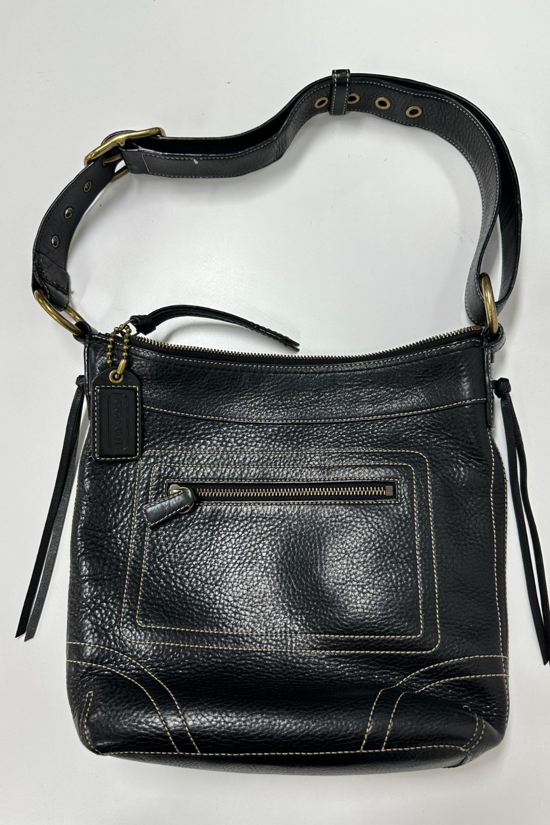 Coach - Black Pebbled Leather Shoulder Bag