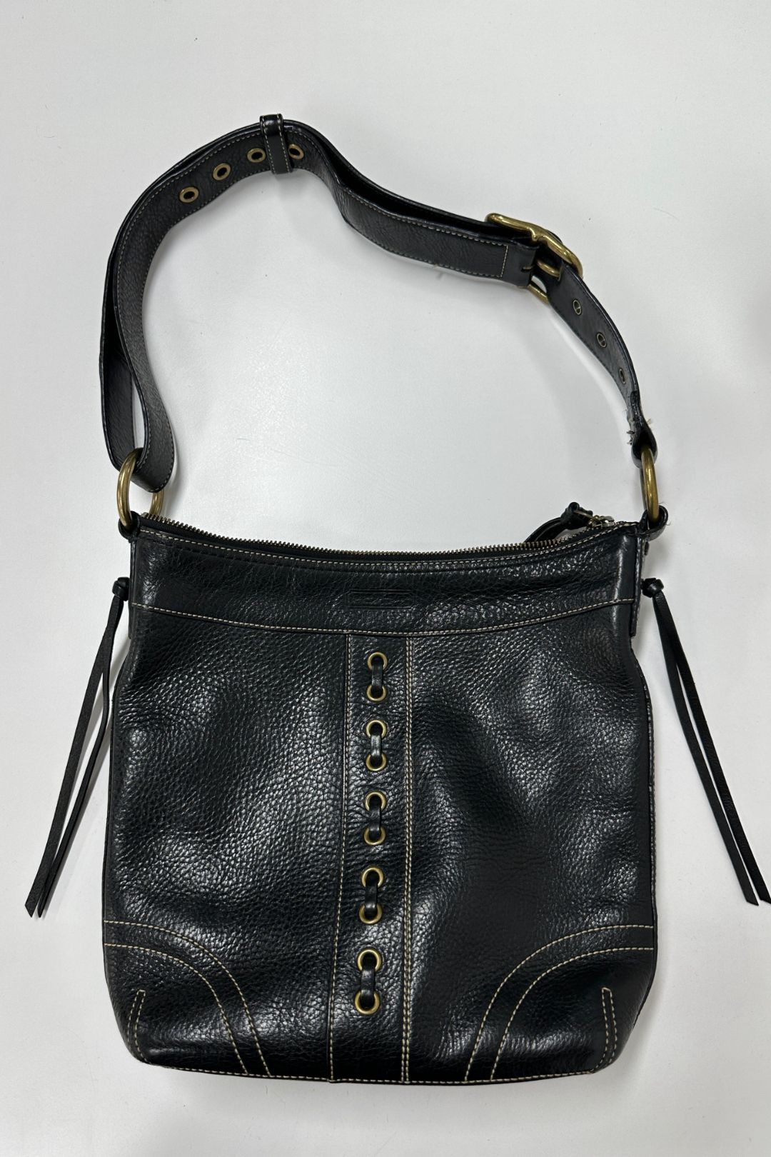 Coach - Black Pebbled Leather Shoulder Bag