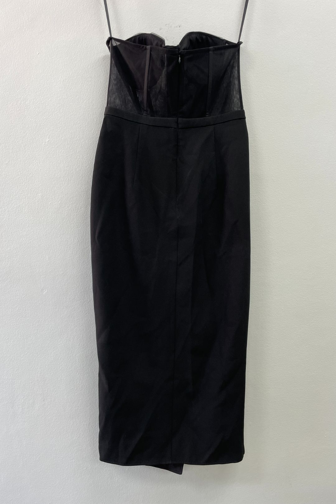 Elle Zeitoune	Strapless Black Bustier Midi Dress