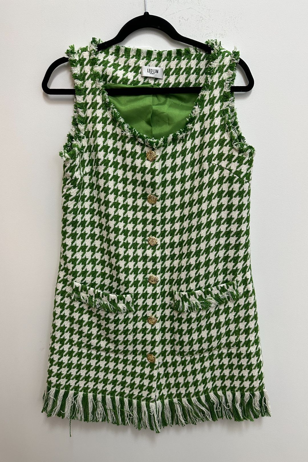 LEO LIN Blair Tweed Mini Dress in Green