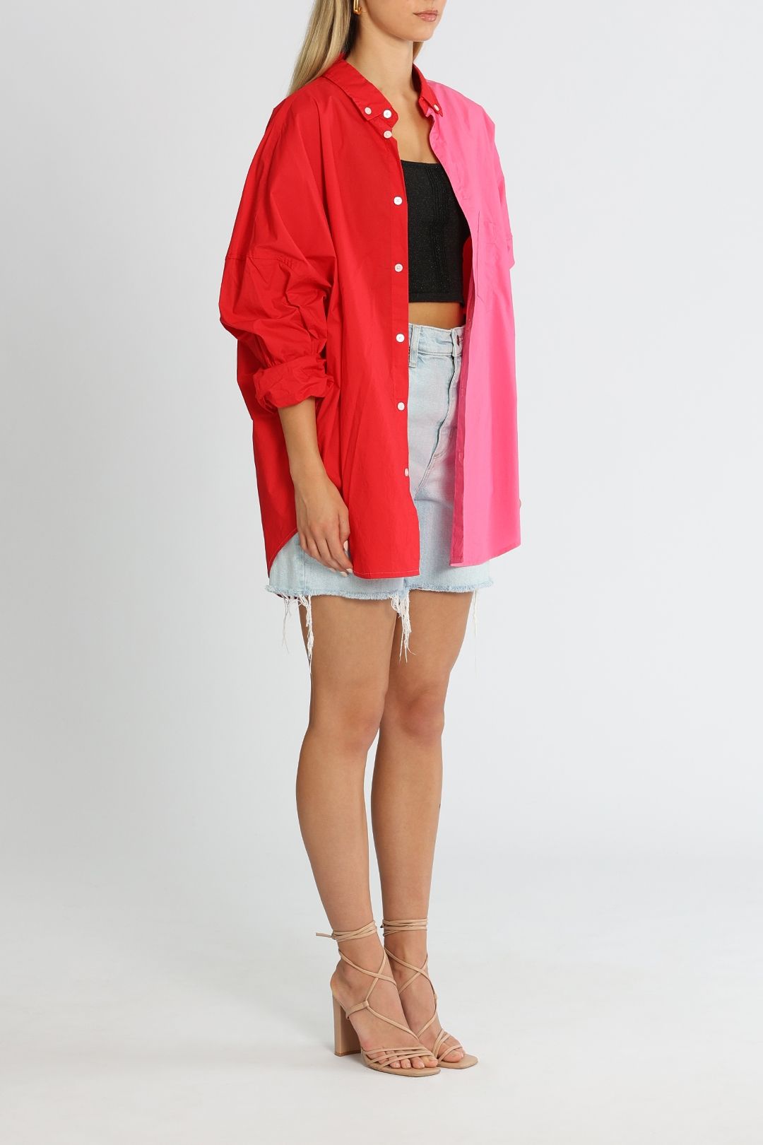 Blanca Henrietta Shirt Pink Red Collared