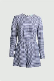 Kookai Blue and White Stripe Long-Sleeved Playsuit 