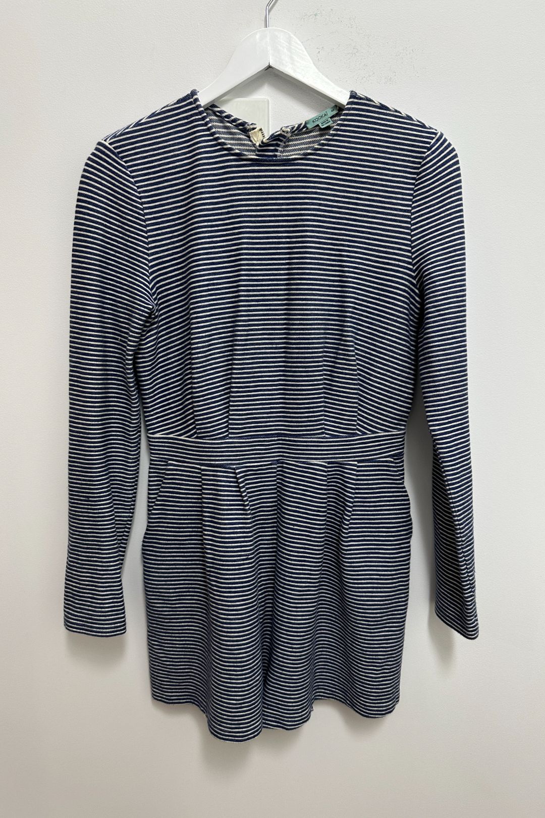 Kookai Blue and White Stripe Long-Sleeved Playsuit 