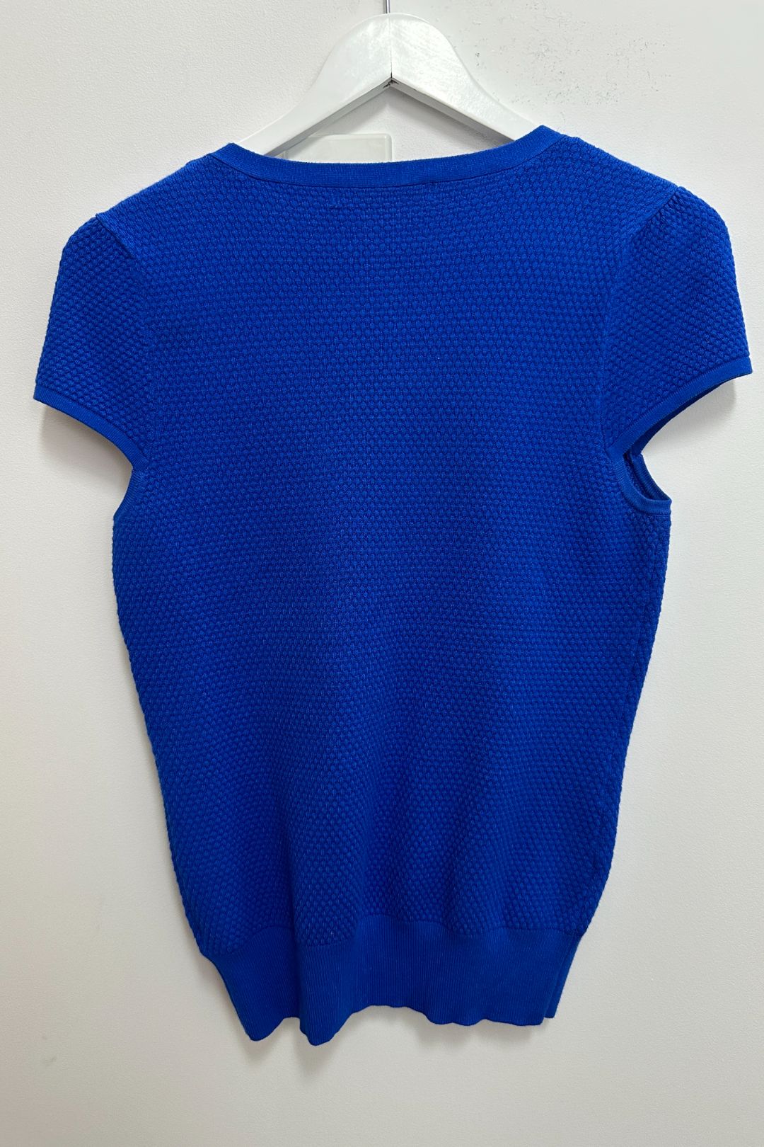Review Blue Cap Sleeve Knit Top