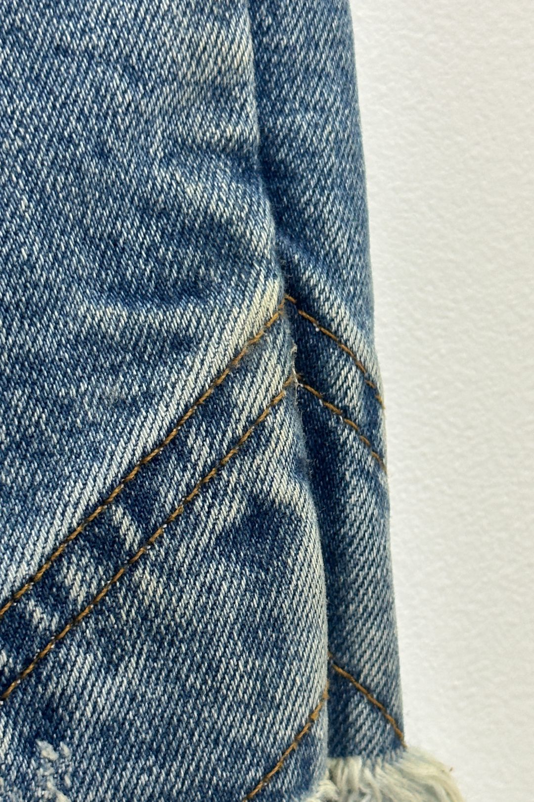 AJE Blue Crawford Frayed Denim Mini Skirt