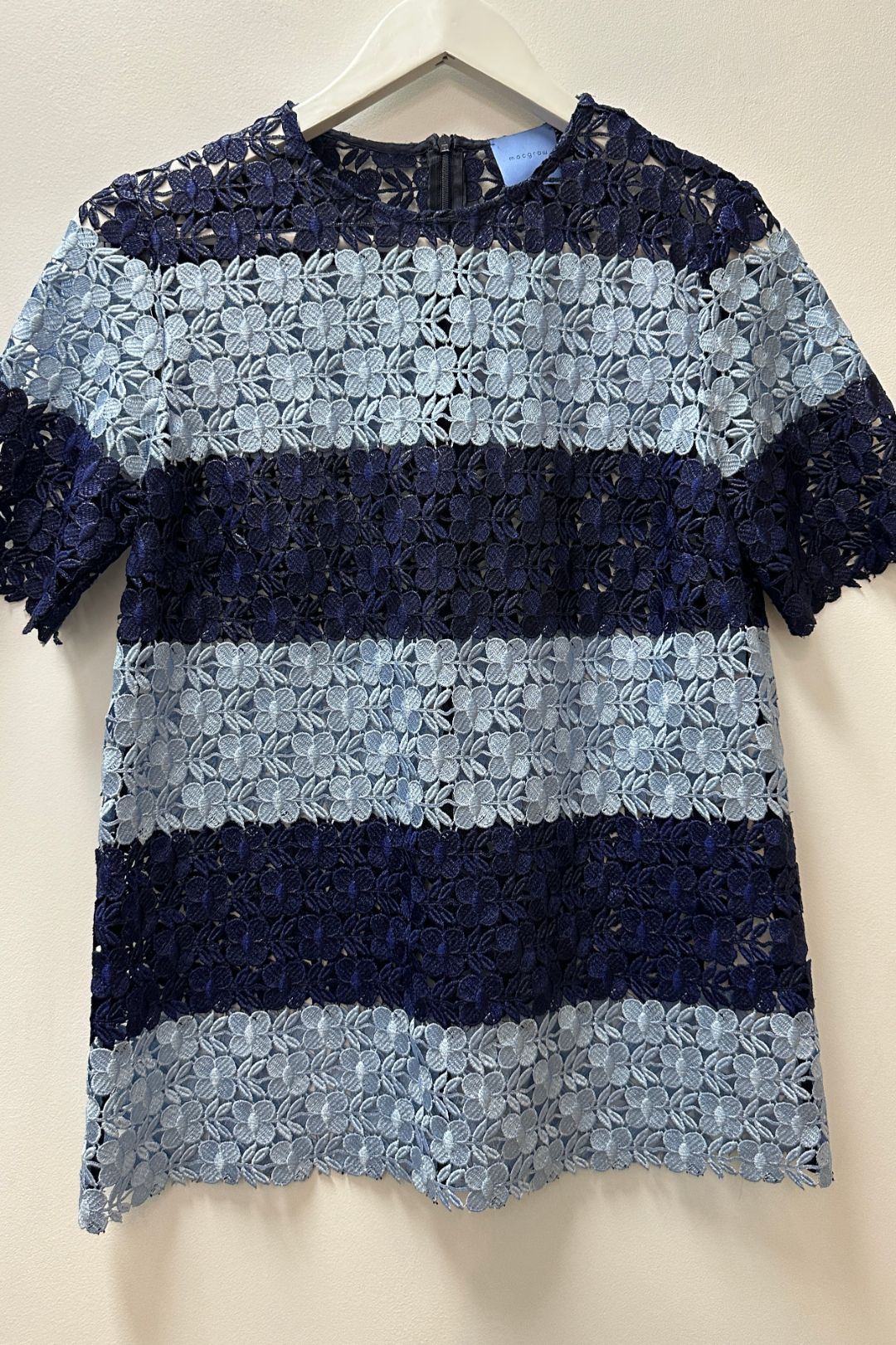 MacGraw Blue Floral Lace Top