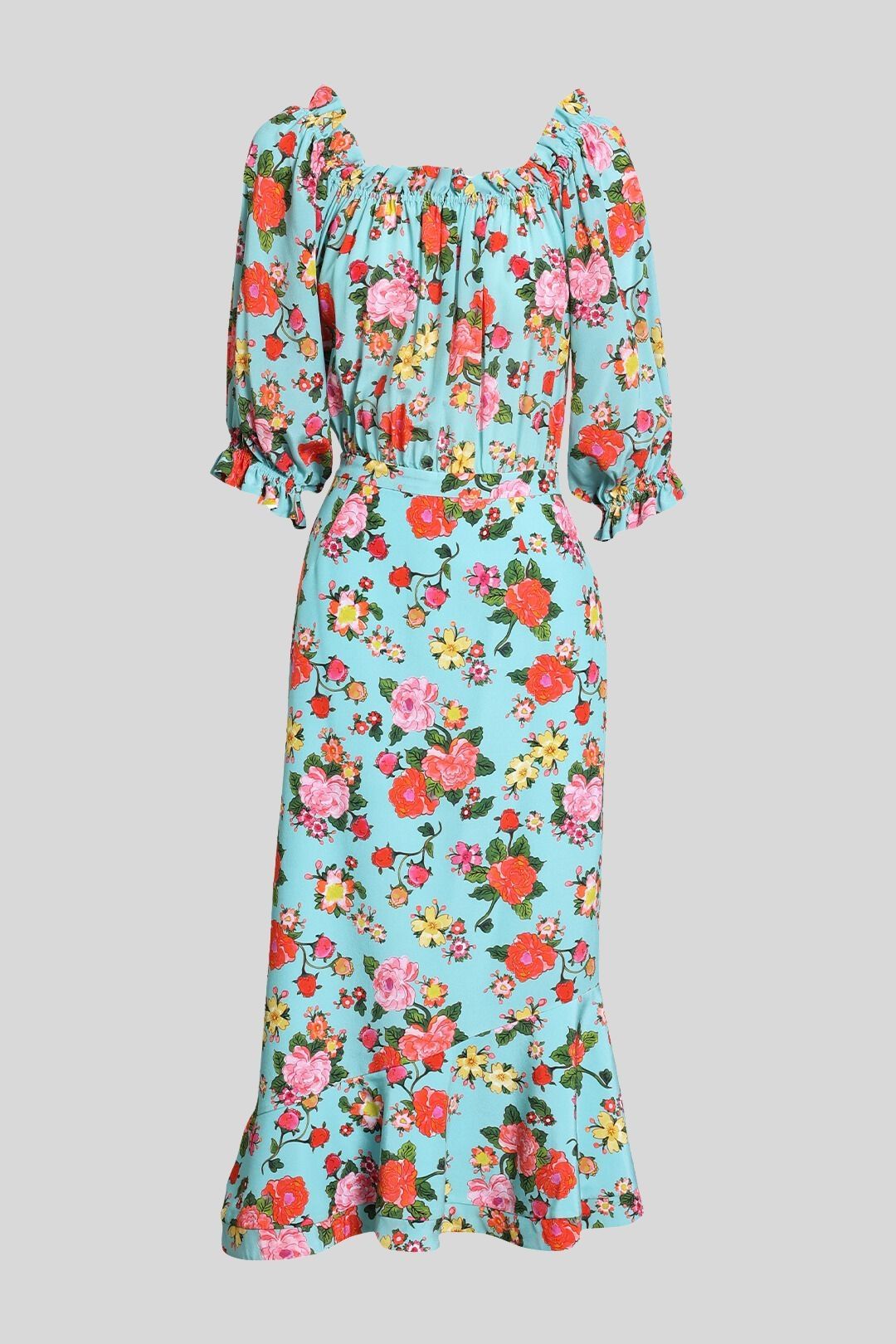 Buy Blue Floral Print Midi Dress Saloni GlamCorner