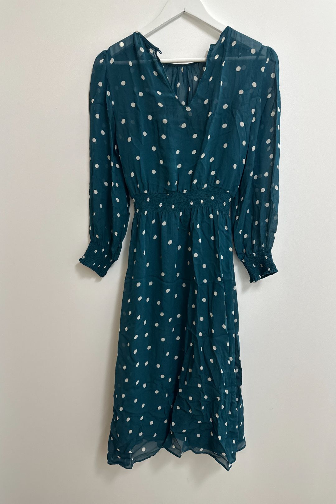 Buy Blue Spotted Shirred Midi Dress Witchery GlamCorner
