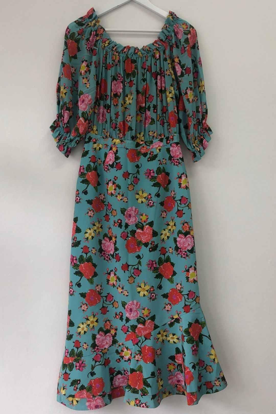 Midi Shirt Dress in Blue Floral Print