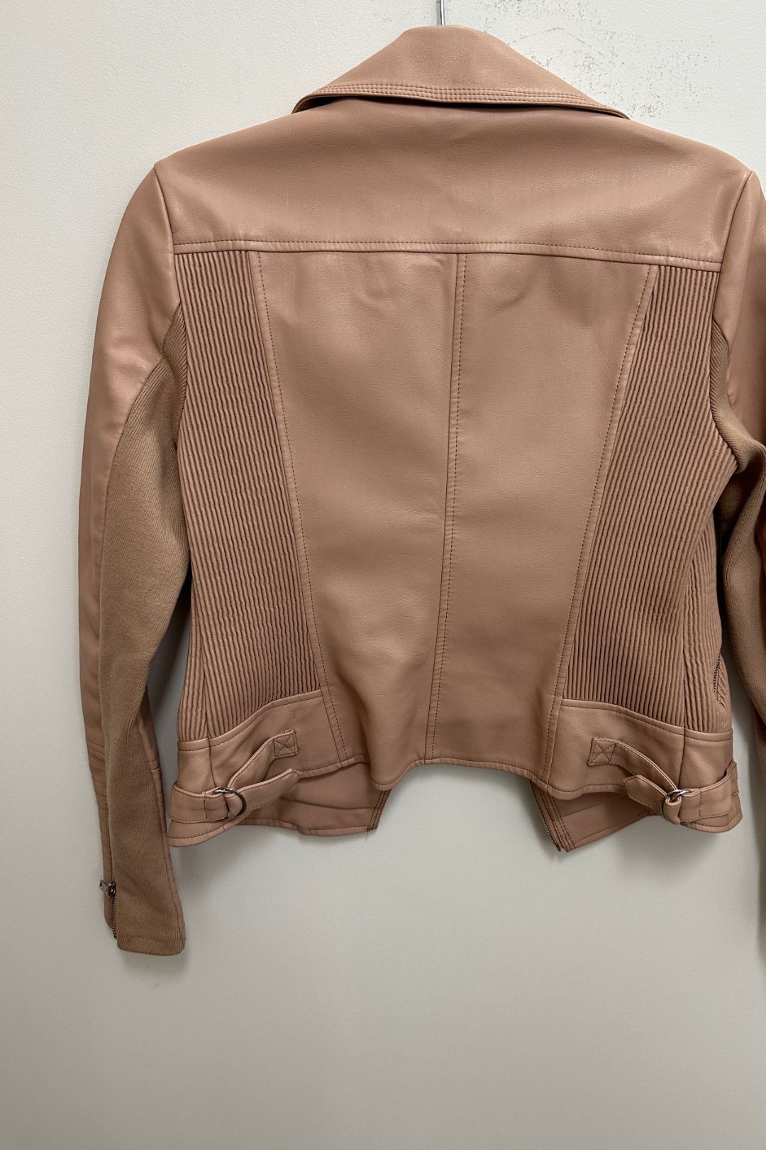 Bobbie Fitted Biker in Dusty Pink Leather