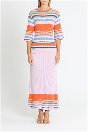 Bohemian Traders Knit Midi Dress Multi Stripe