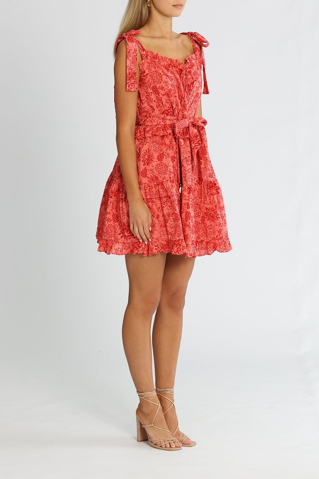 MINI RUFFLE BOW TIE DRESS