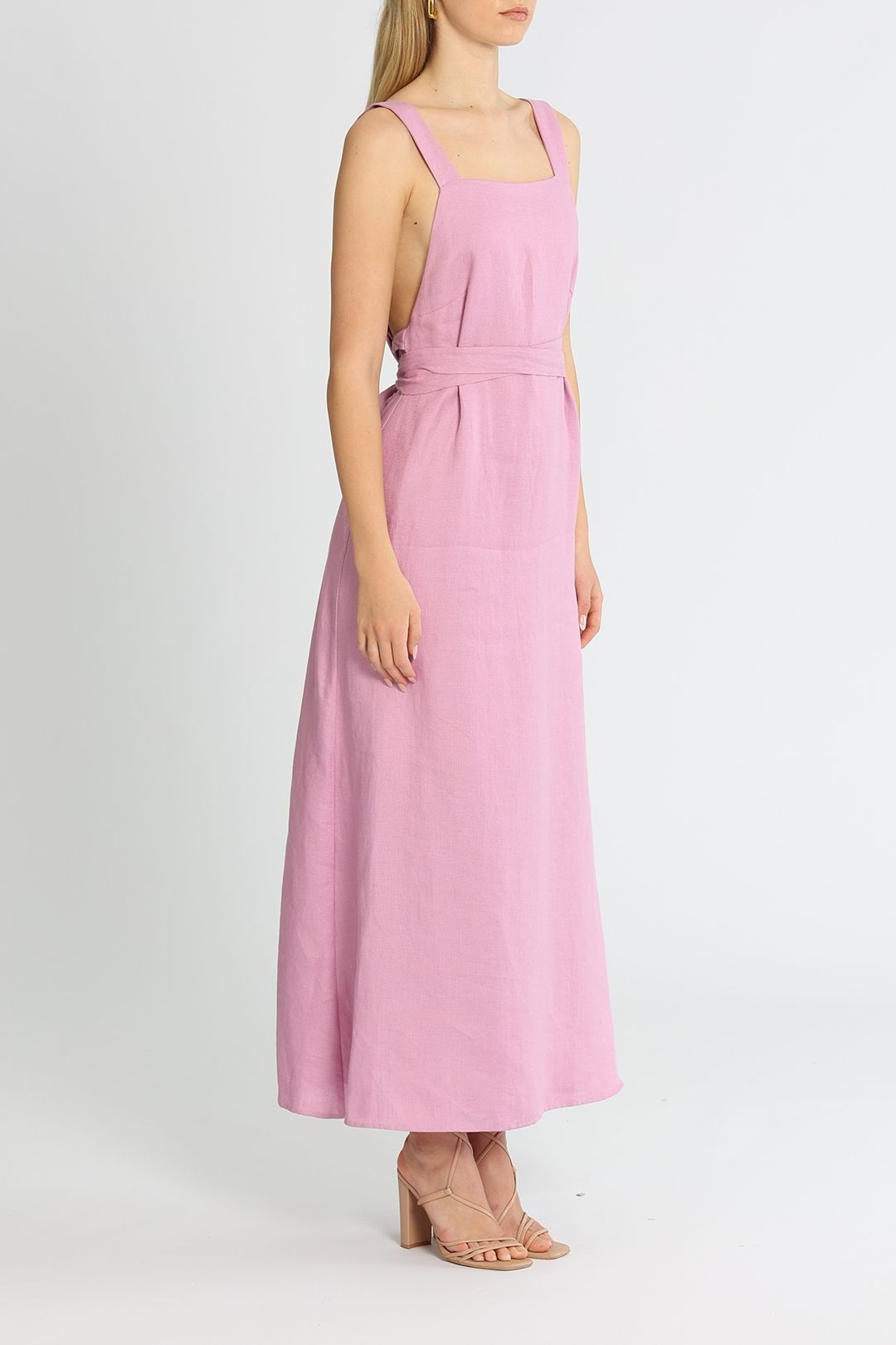 chinese dress ladies Bondi Born Dephi Organic Linen Flared Maxi Dress