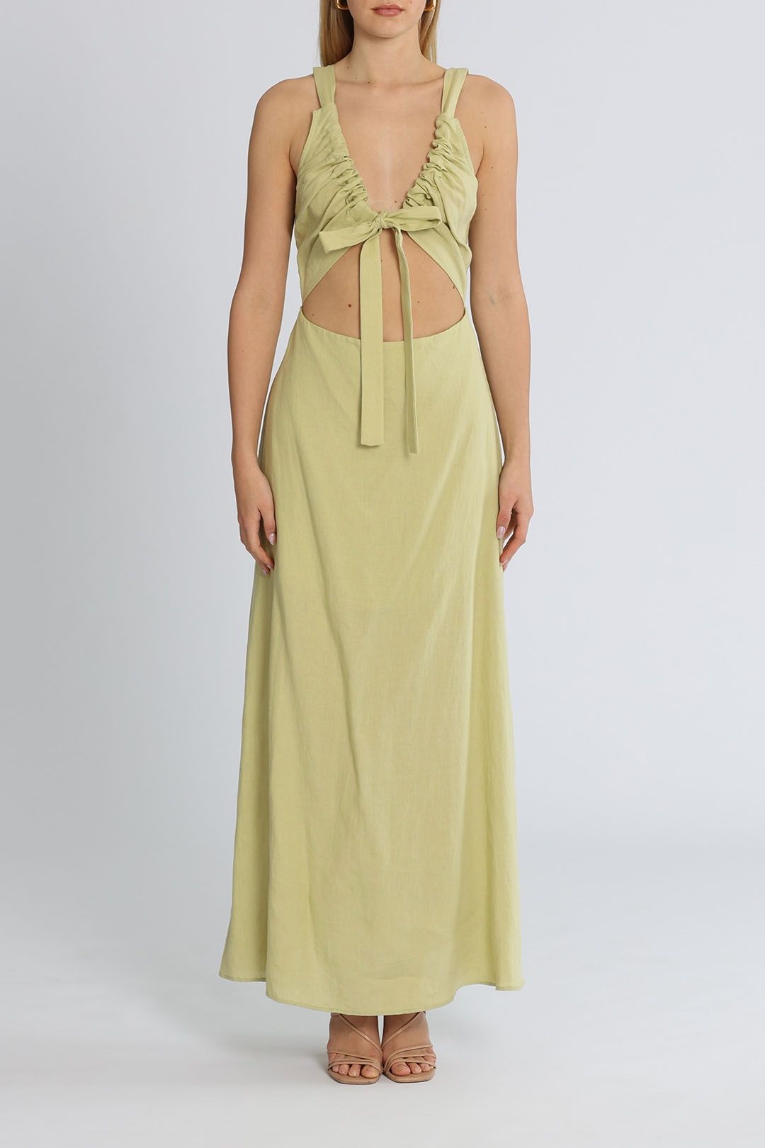 Bondi Born Tobago Linen Dress Green
