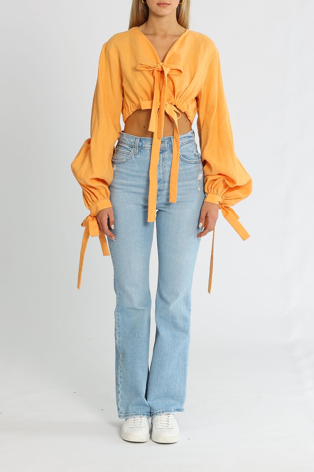 Bondi Born Tobago Organic Linen Top Cropped