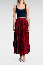 Brave and True Alias Pleated Skirt Cabernet Winter Bloom