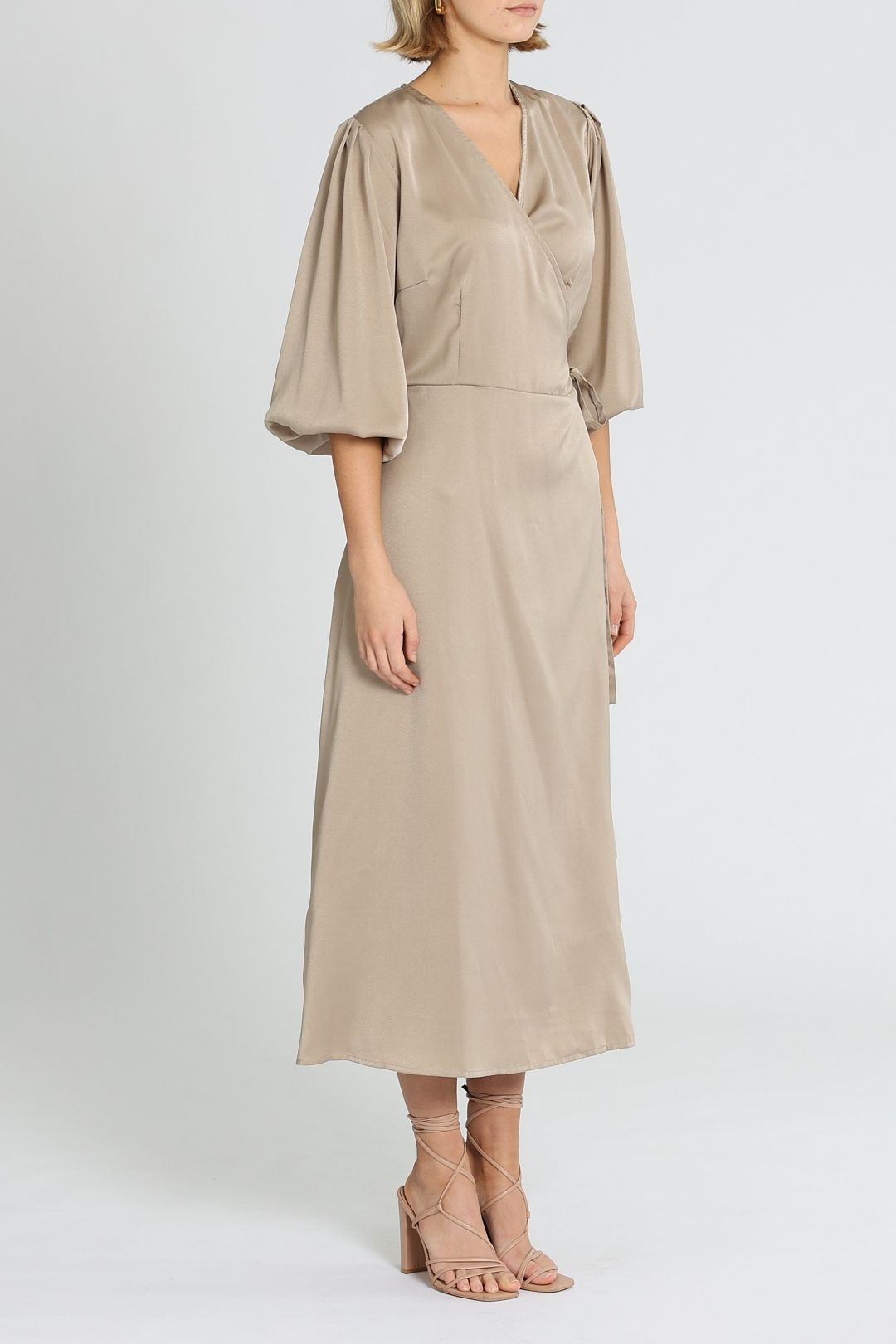 Brave And True Jessica Wrap Midi Dress Nude