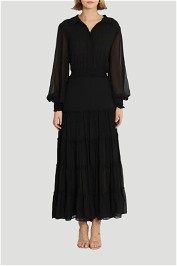 Georgette Lido Tiered Maxi Dress in Black