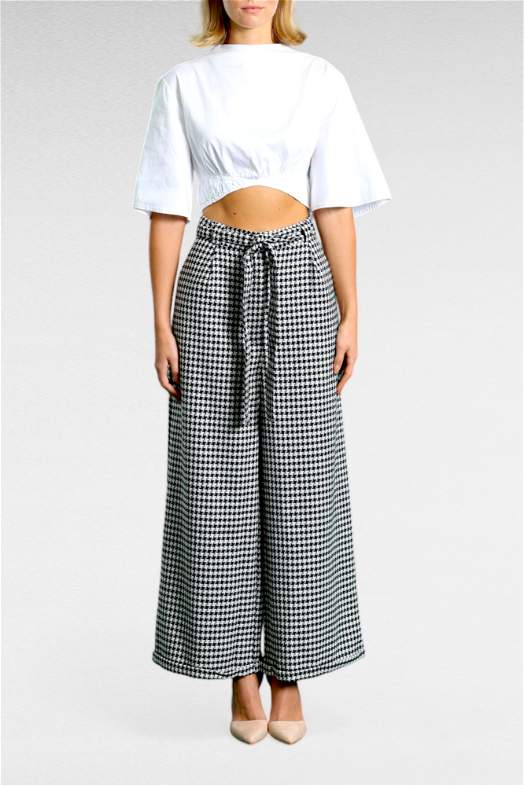 Sadler Pants in Black & White Houndstooth