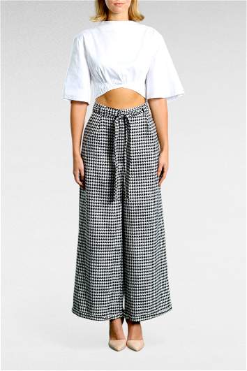 Sadler Pants in Black & White Houndstooth