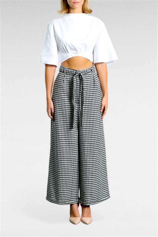 Sadler Pants in Black & White Houndstooth