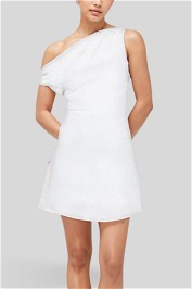 Dissh Cass White Asym Linen Mini Dress