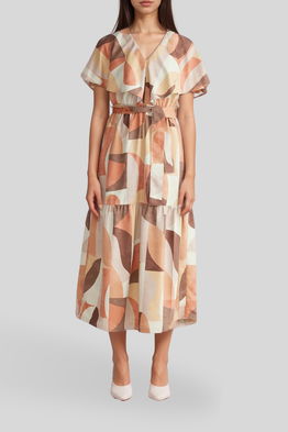 Longway Home Dress in Earth Abstract