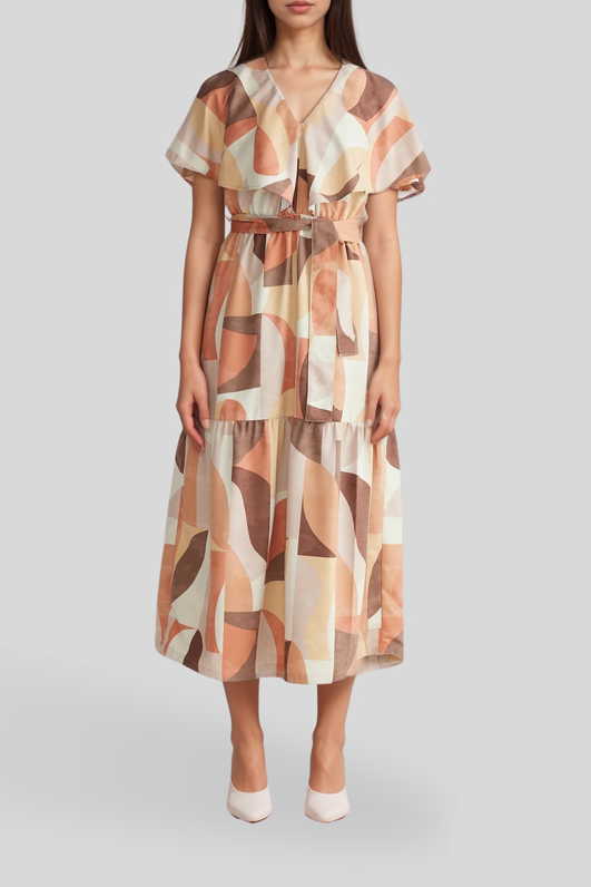 Longway Home Dress in Earth Abstract