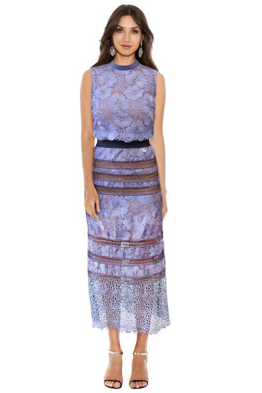 Lilac Tuscany Lace Midi Dress by Bronx and Banco for Hire
