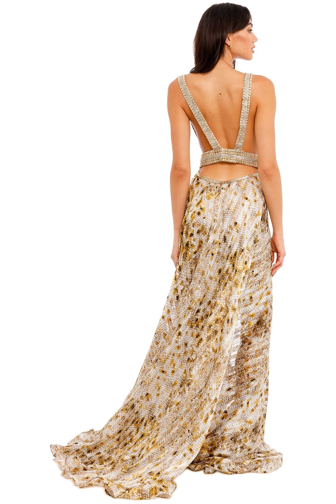 Hire Pandora Gown in Pebble Bronx and Banco GlamCorner