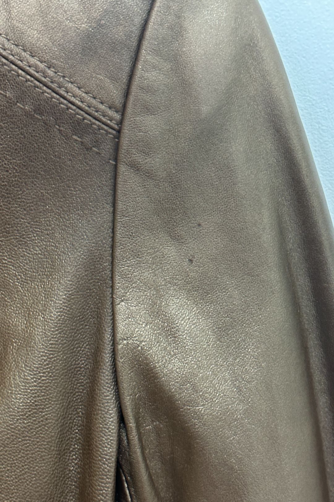 Elie Tahari  Bronze High Collar Leather Jacket 