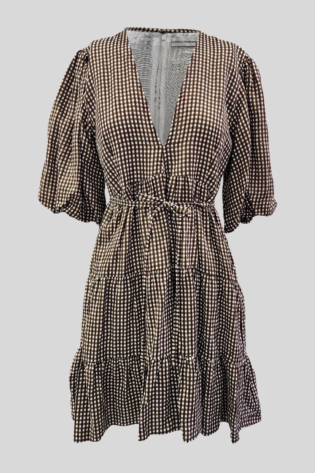 Faithfull Brown and Black Elmiya Checked Mini Dress