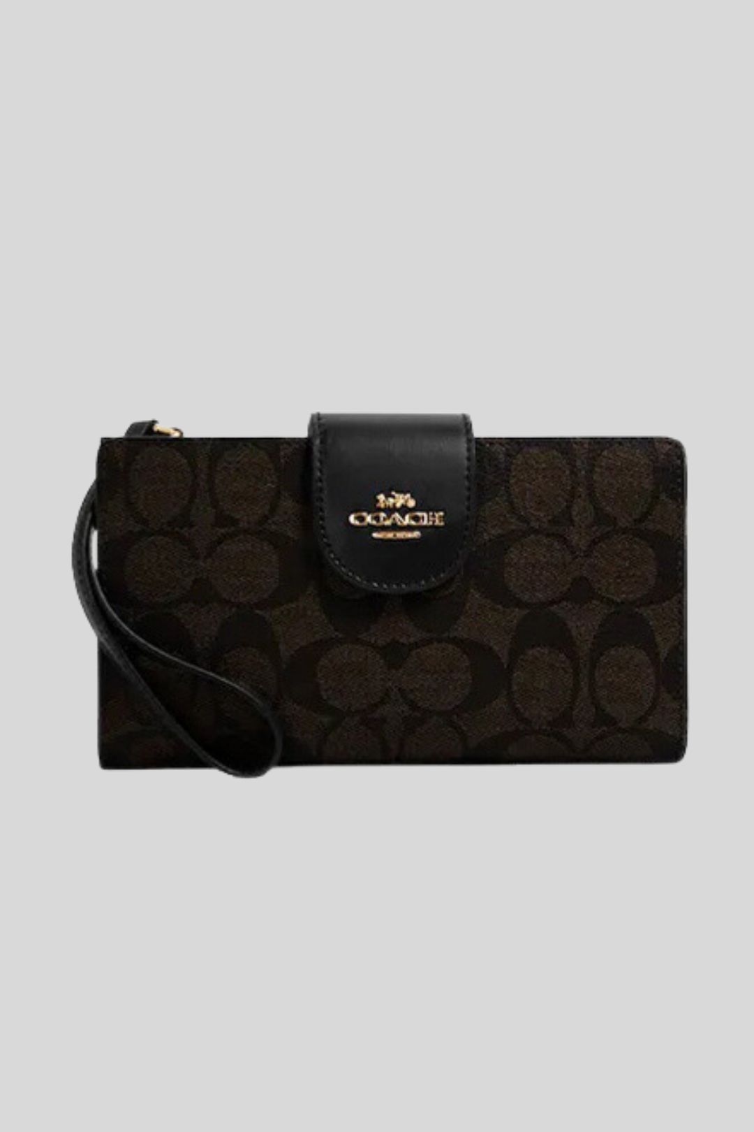 Coach Brown and Black Tech Phone Wristlet Wallet