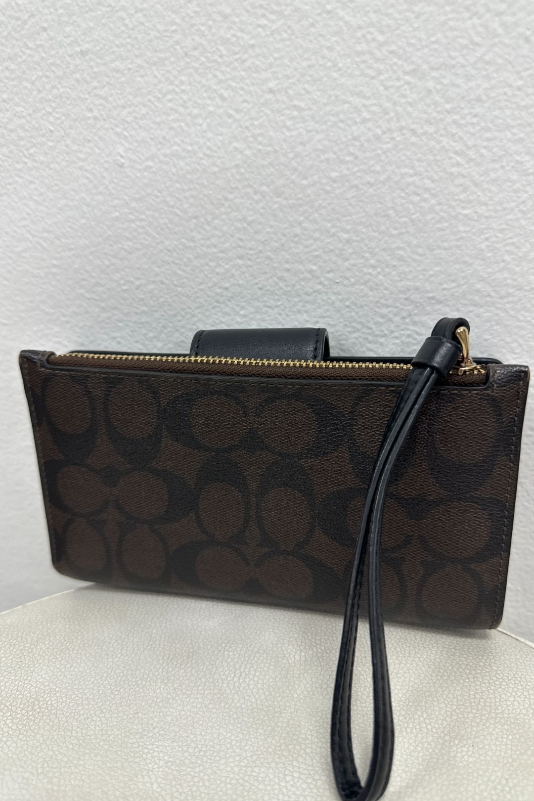 Coach Brown and Black Tech Phone Wristlet Wallet