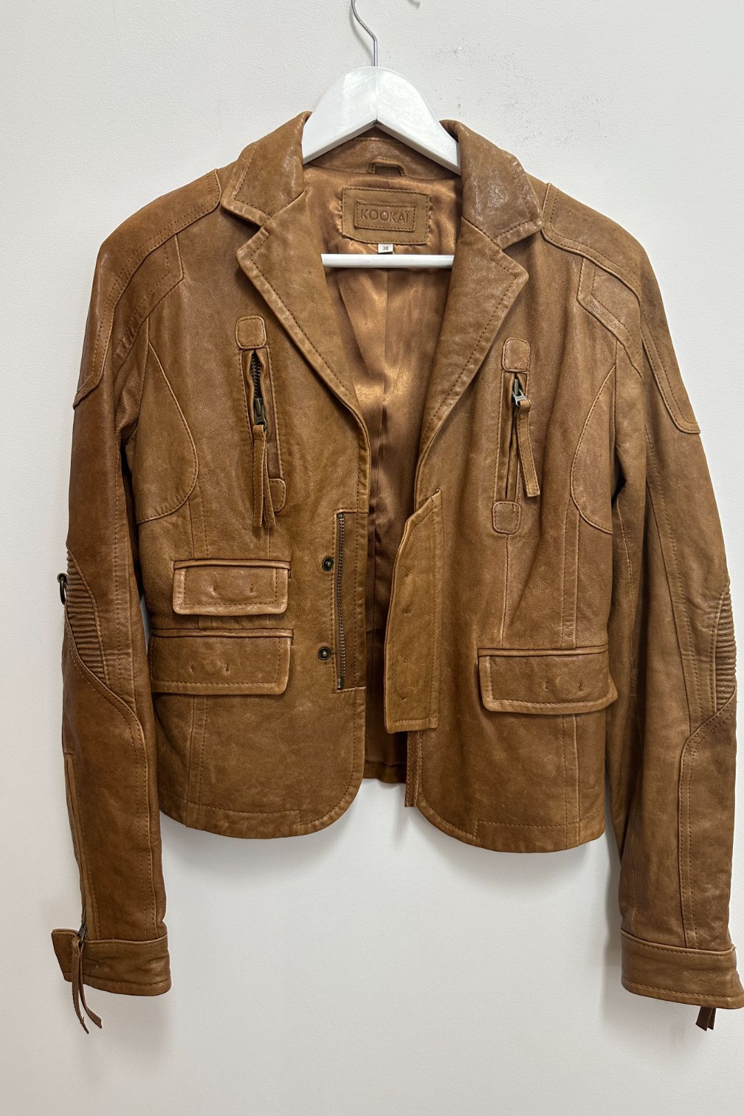 Kookai Brown Biker Style Leather Jacket